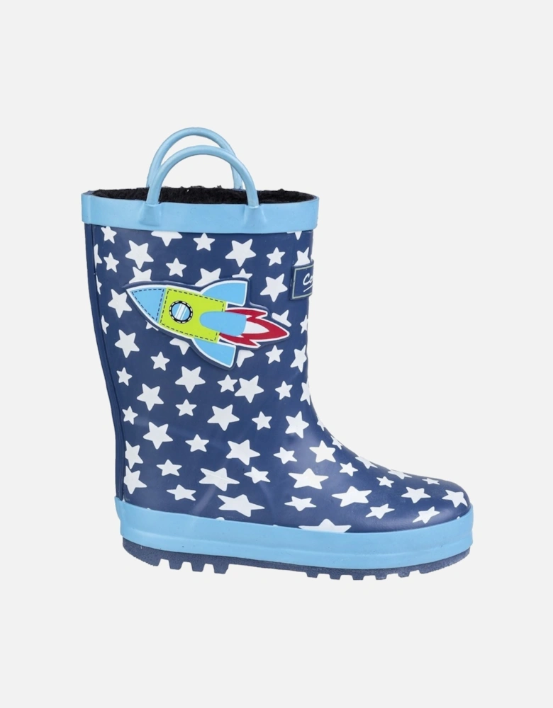 Sprinkle Rubber Dark Blue & White Wellington Boots