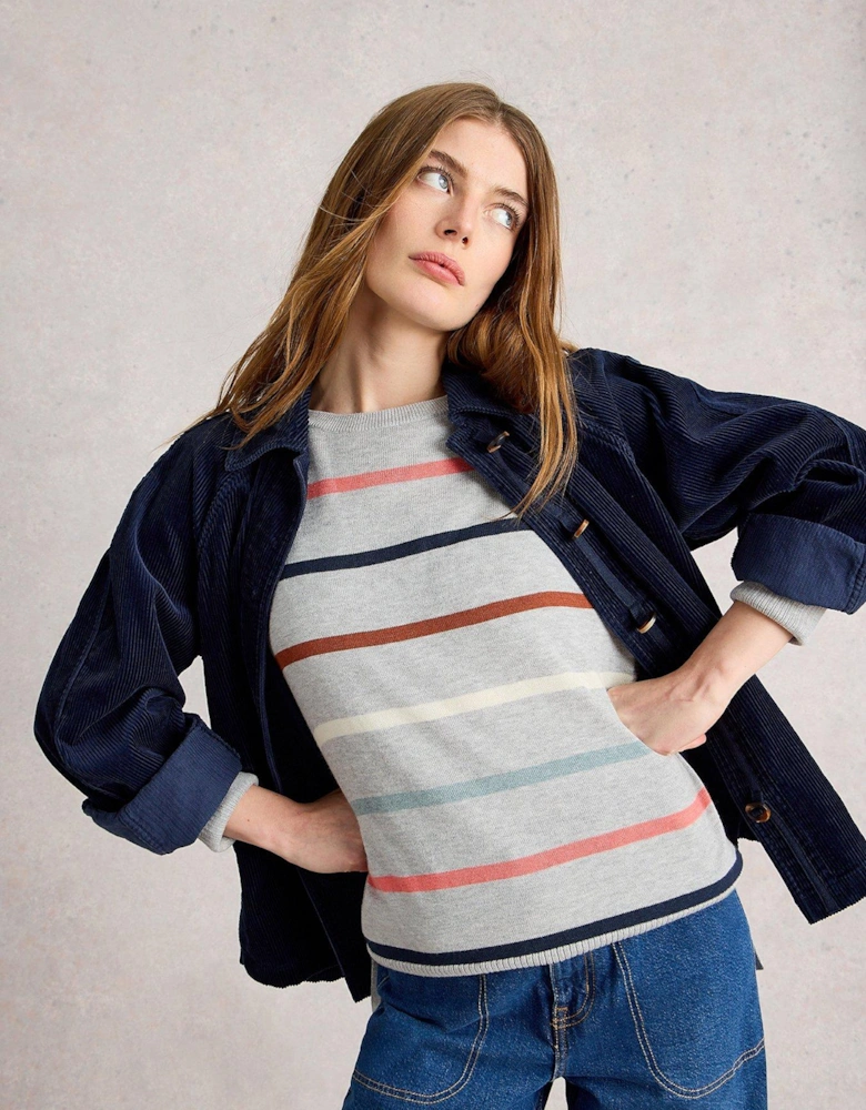 Olive Stripe Jumper - Grey