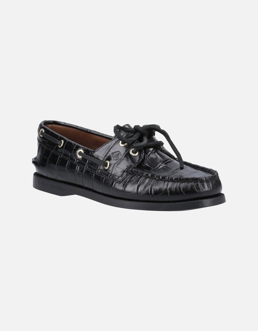Sperry Authentic 2 Eye Leather Women's Black Boat Shoes, 10 of 9