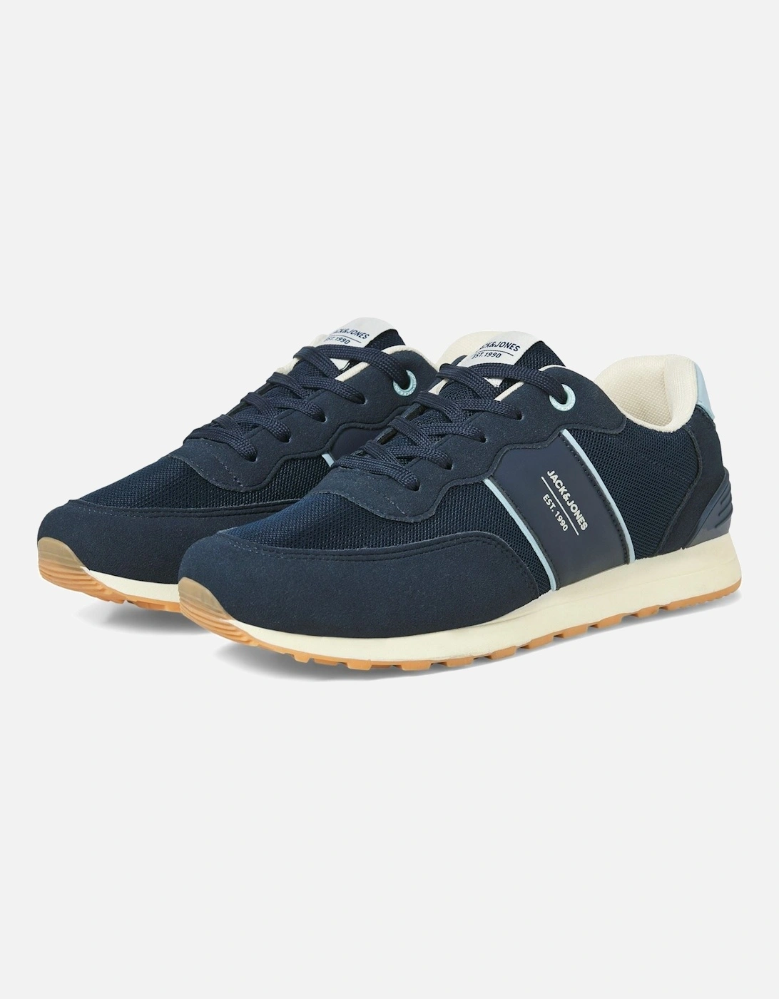 Men's Jack & Jones Spirit Runner Polyurethane Men's Navy Blazer/Glacier Ice Trainers - Size: 10