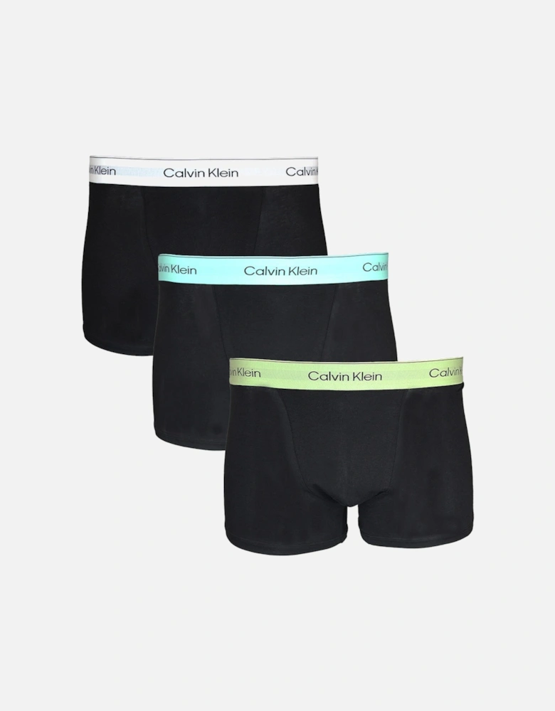 3-Pack Icon Cotton Stretch Relaxed Fit Boxer Trunks, Black