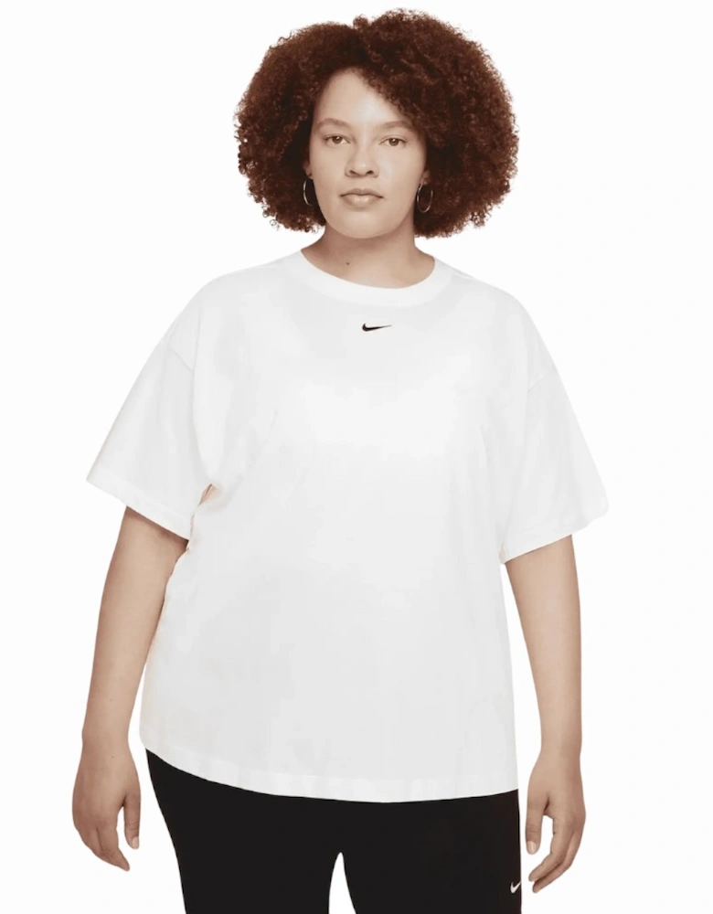 Small Brand Logo White T-Shirt Plus Size
