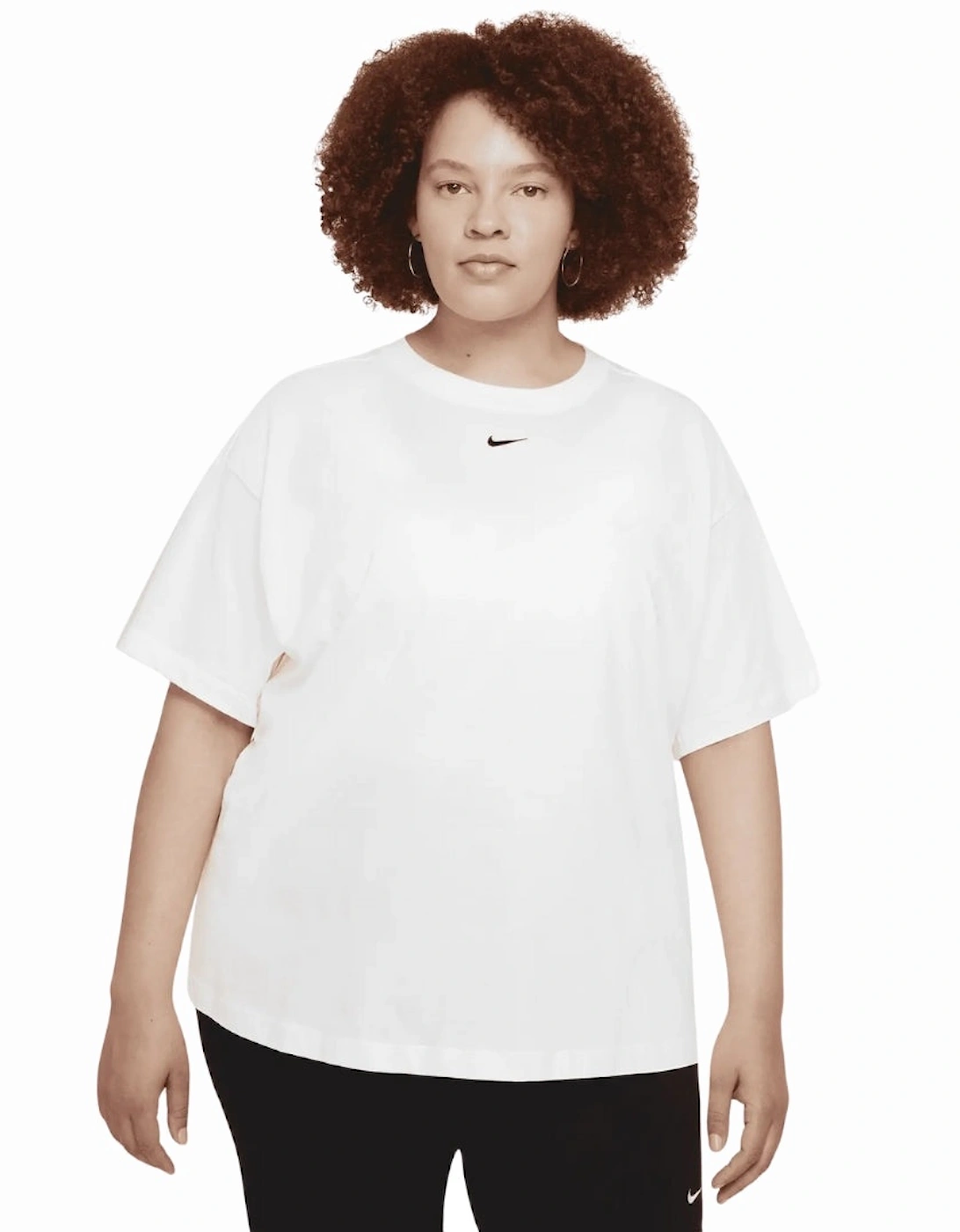 Small Brand Logo White T-Shirt Plus Size