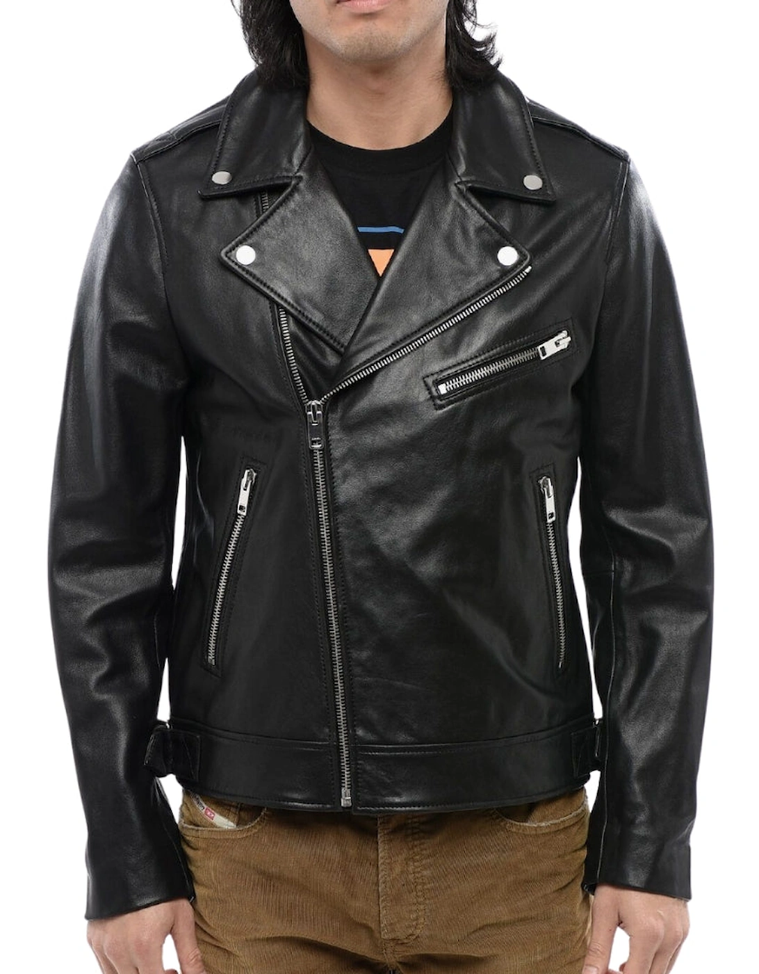 Men's Diesel L-Garrett-R Black Leather Jacket - Size: 38/Regular