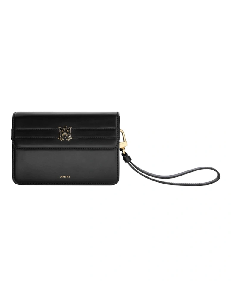 Calf "MA" Small Clutch Black Bag