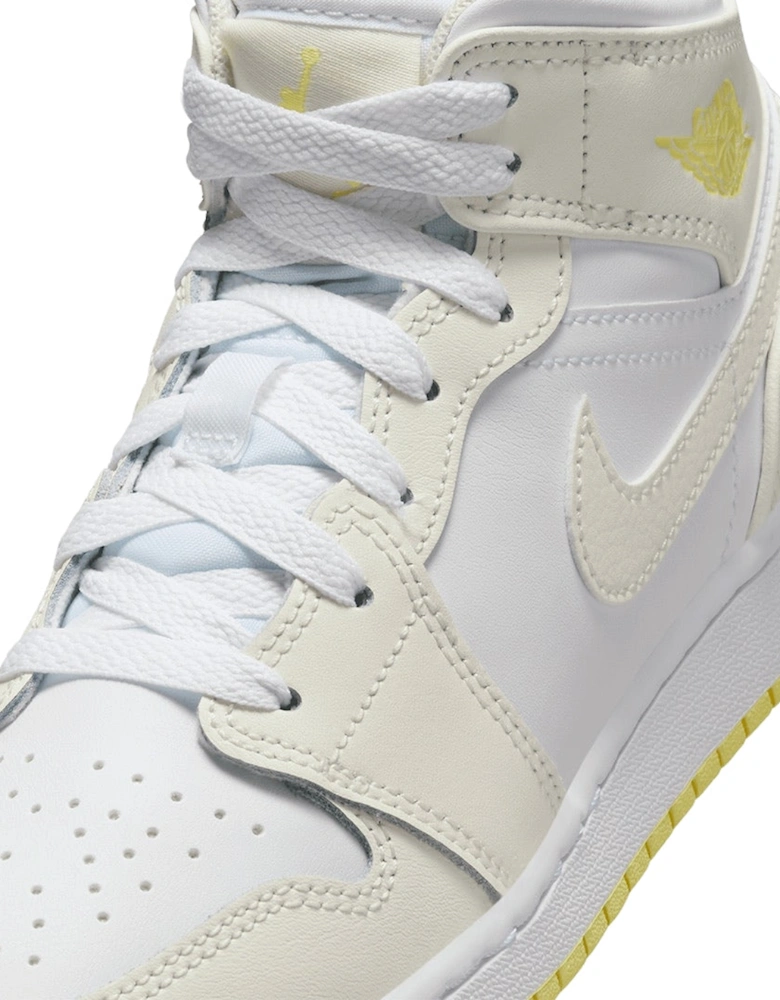 Air Jordan 1 Mid (GS) White High Tops Youths