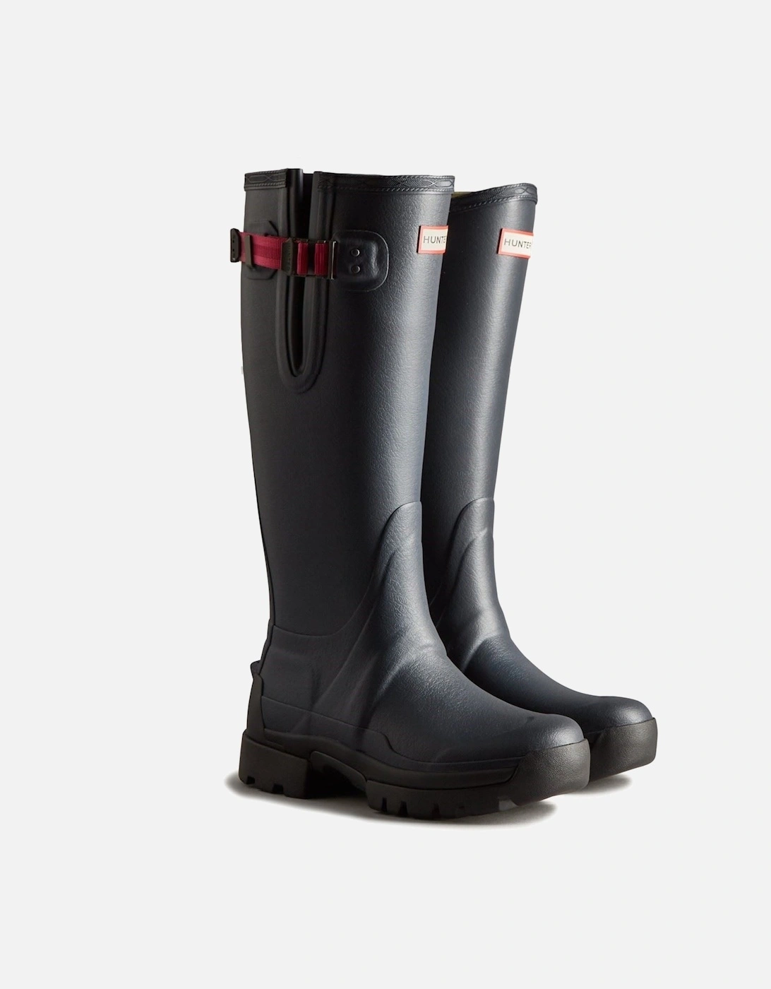 Women's Hunter Balmoral Adjustable Rubber Women's Navy/Peppercorn Wellington Boots - Size: 5