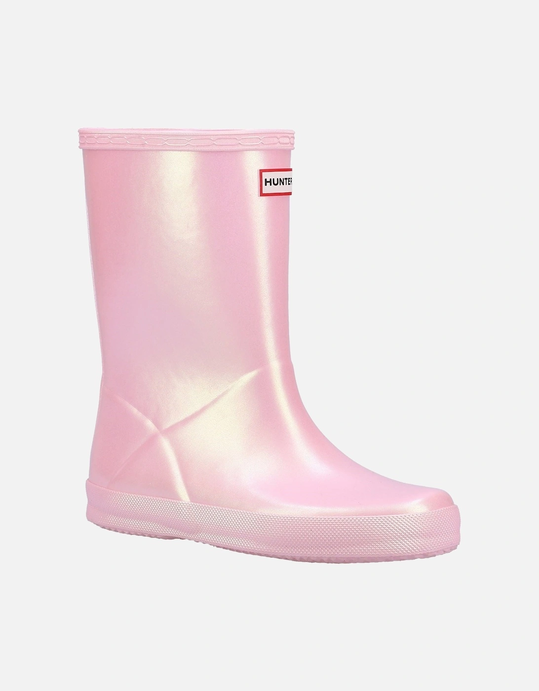 Hunter Unisex Pink First Nebula Rubber Bella Wellington Boots - : Size 4 Kids