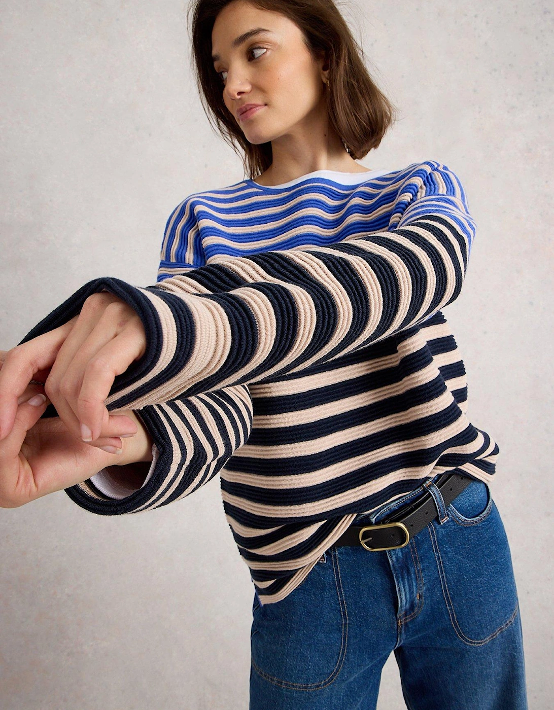 Jana Stripe Jumper - Blue, 2 of 1