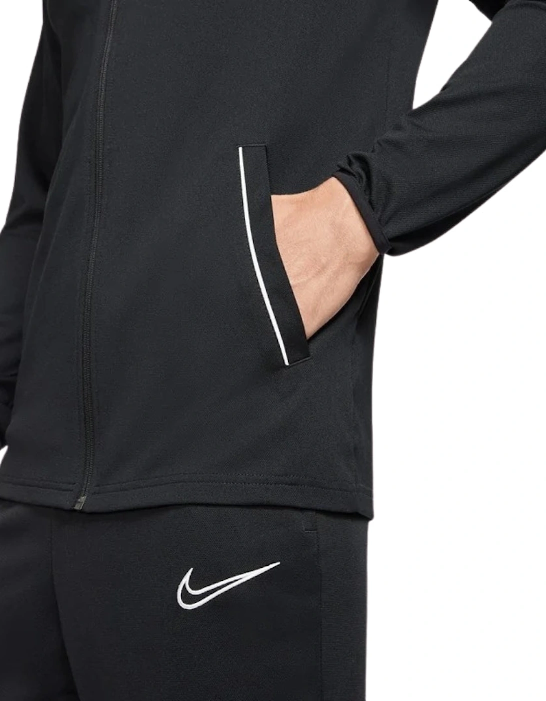 White Line Detail Black Tracksuit Set