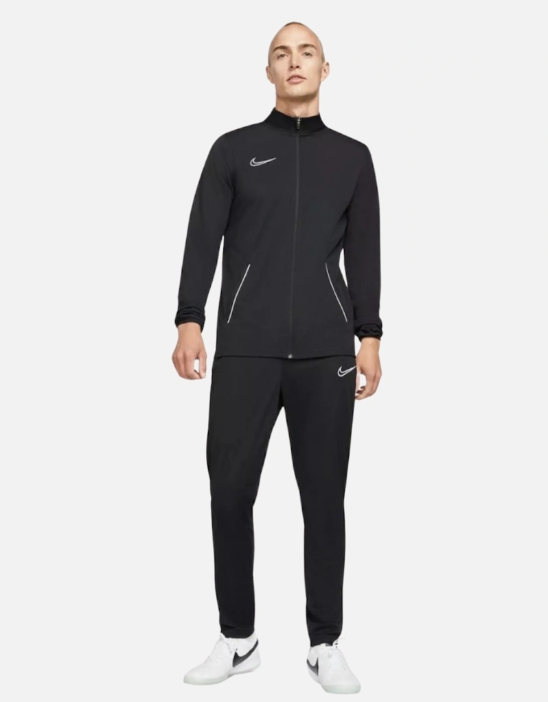 White Line Detail Black Tracksuit Set