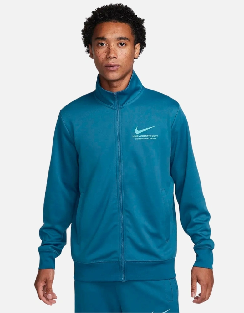 Branding On Back Blue Zip-Up Track Jacket
