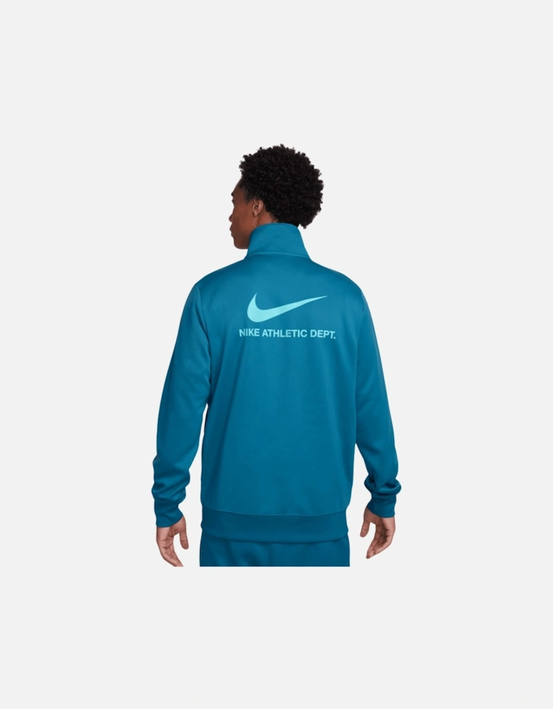 Branding On Back Blue Zip-Up Track Jacket