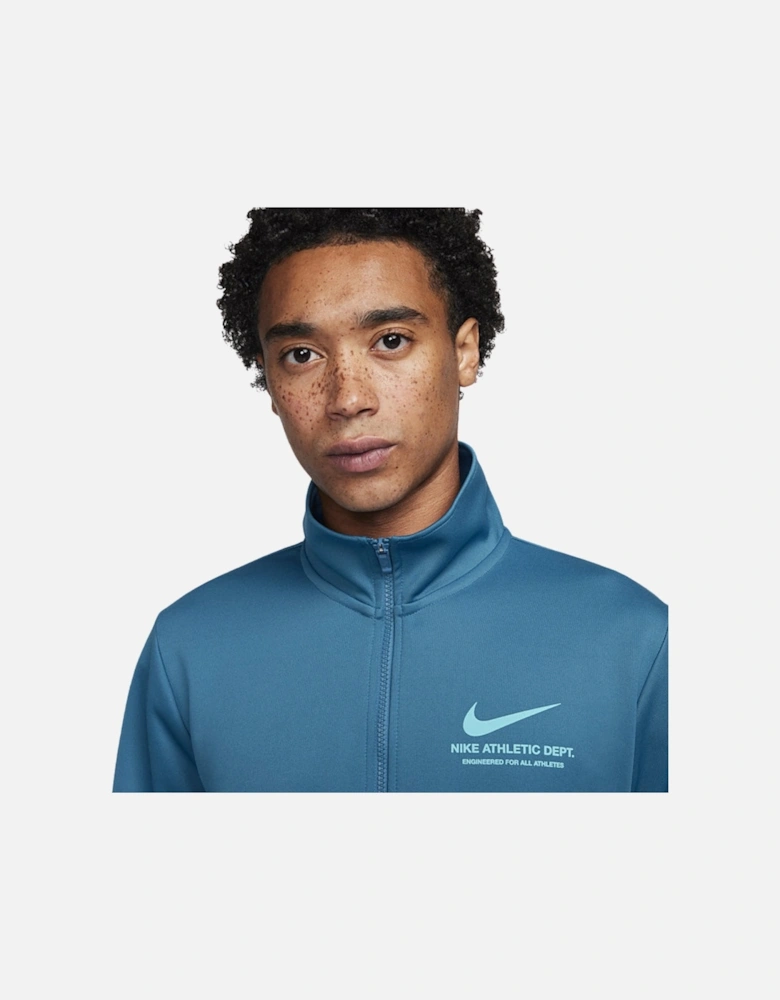 Branding On Back Blue Zip-Up Track Jacket