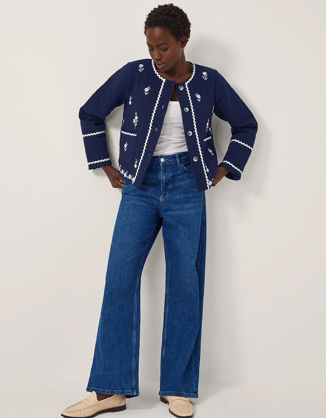 Evie Emb Quilt Jacket - Navy, 2 of 1