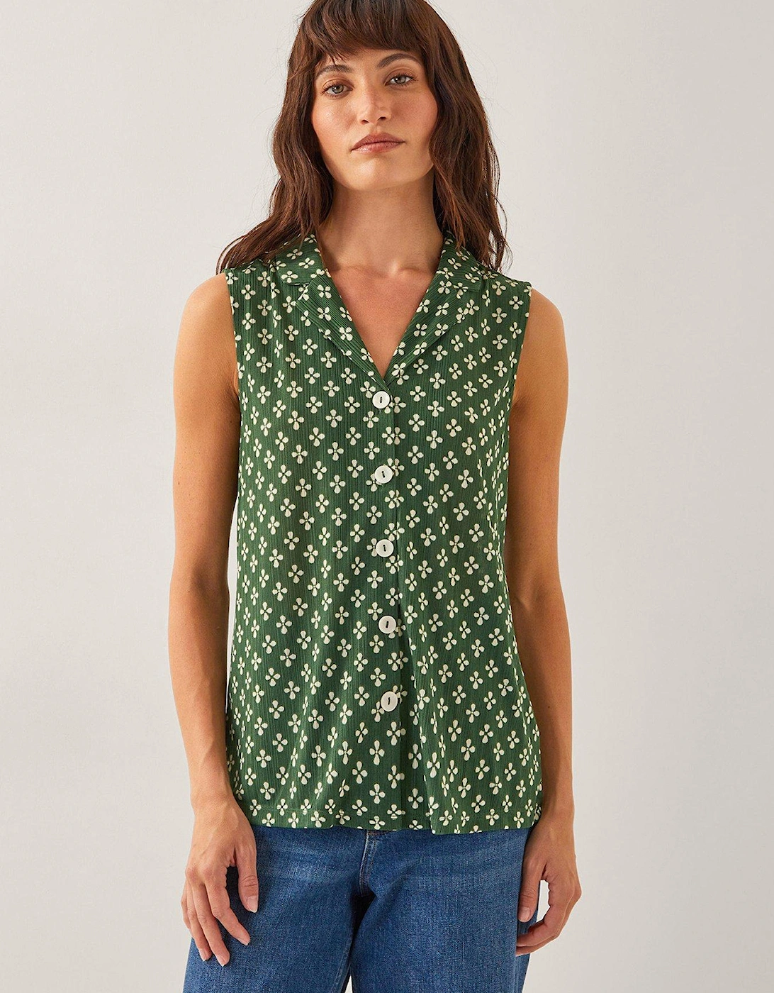 Daisey Geo Jersey Top - Khaki - Green, 2 of 1