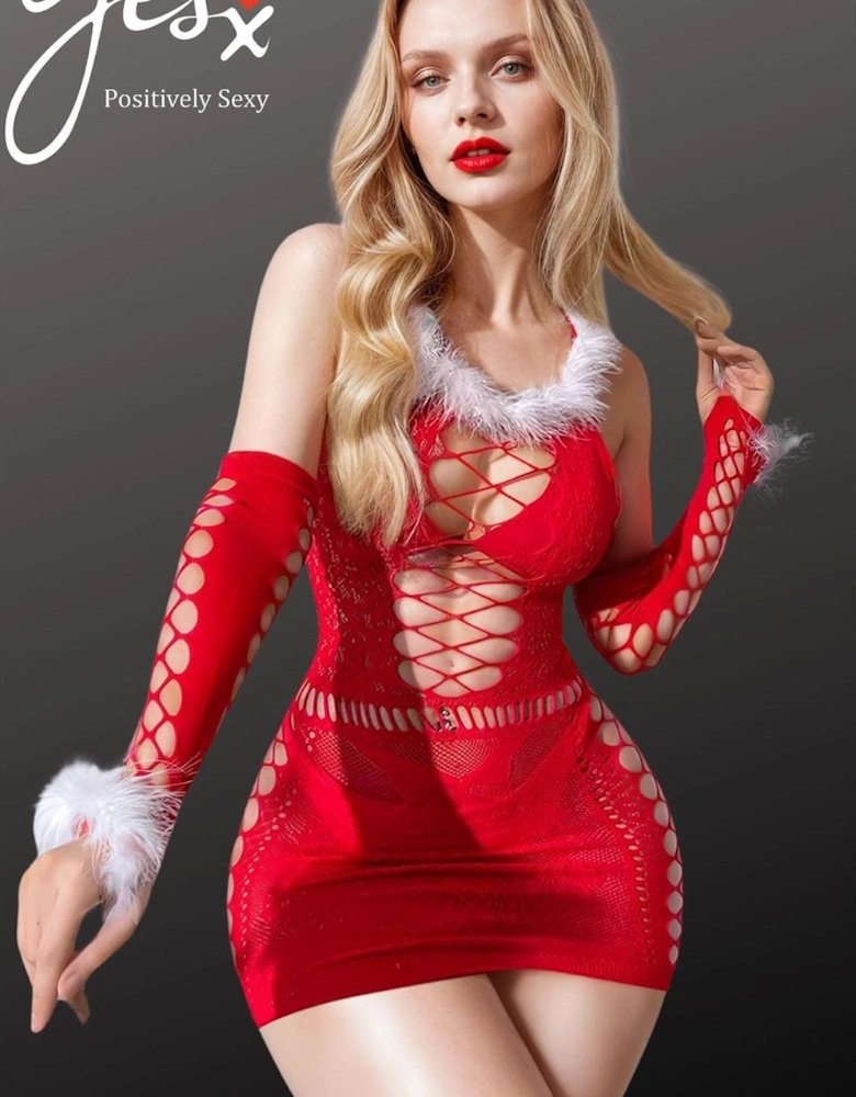 YX877 Christmas Sexy Bodystocking Dress Women - Red Dresses