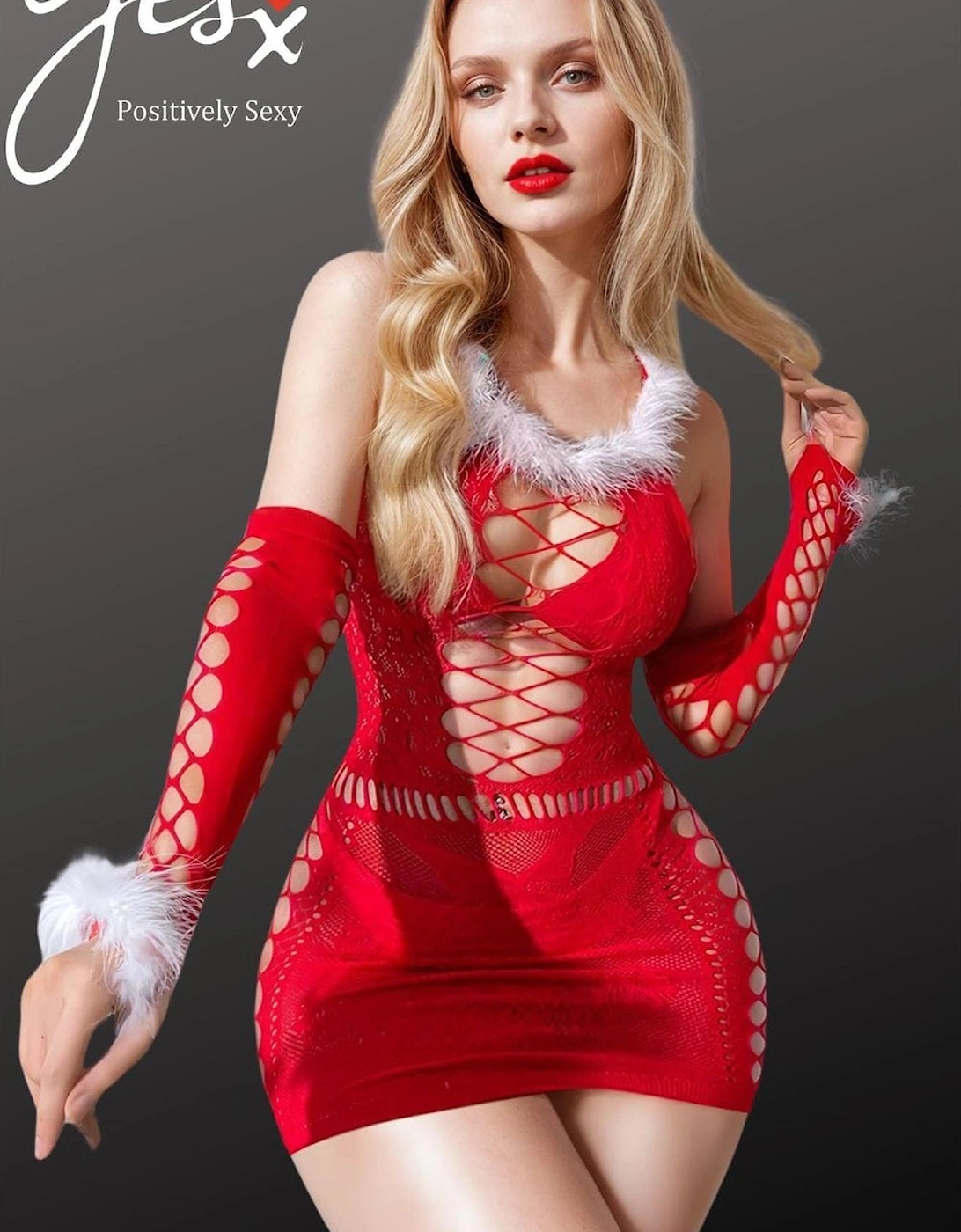 YX877 Christmas Sexy Bodystocking Dress Women - Red Dresses