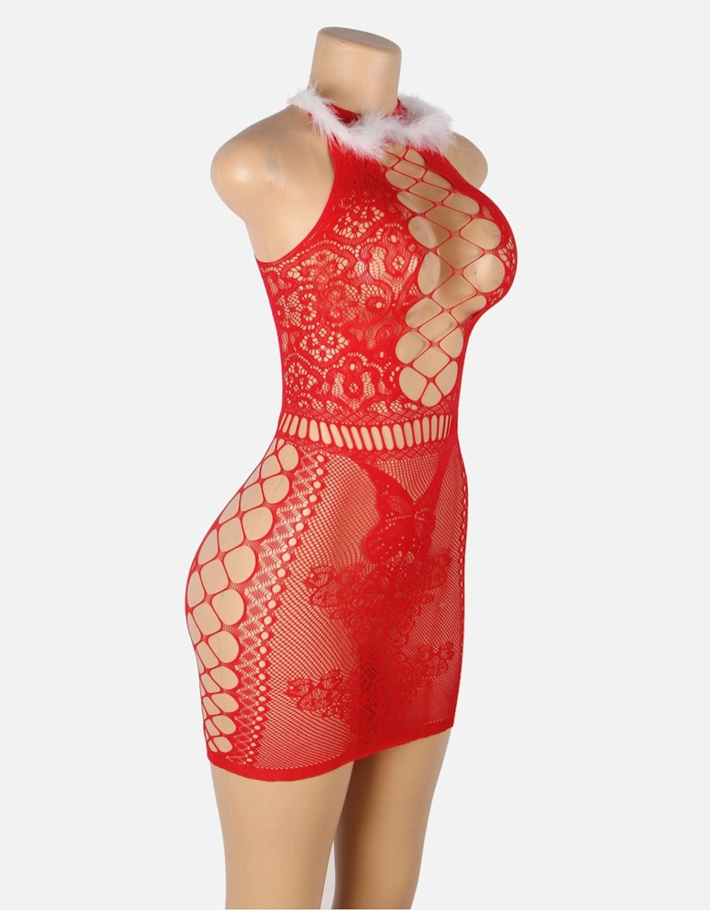 YX877 Christmas Sexy Bodystocking Dress Women - Red Dresses