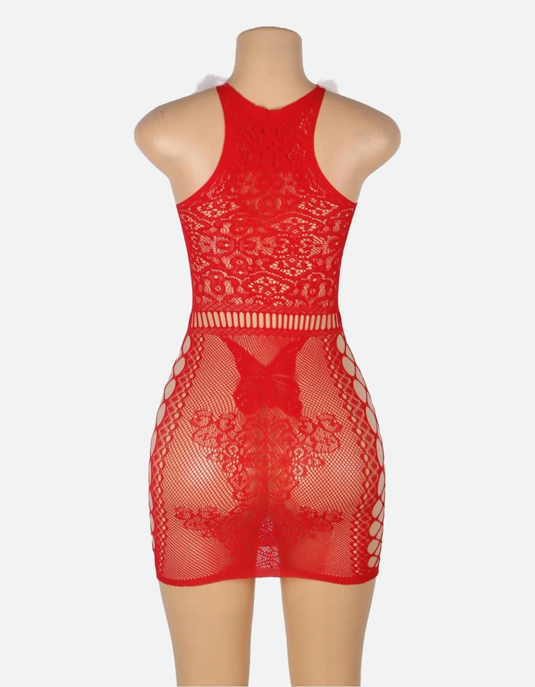 YX877 Christmas Sexy Bodystocking Dress Women - Red Dresses