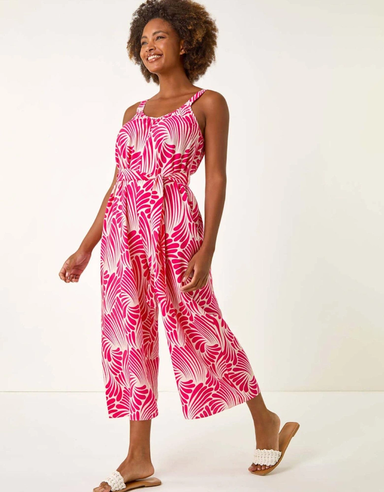 Abstract Strappy Jumpsuit - Pink