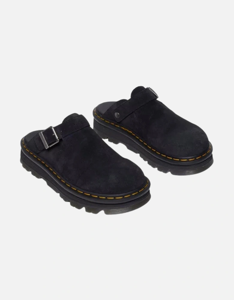 Zebzag Suede Casual Slingback Platform Mules - Black