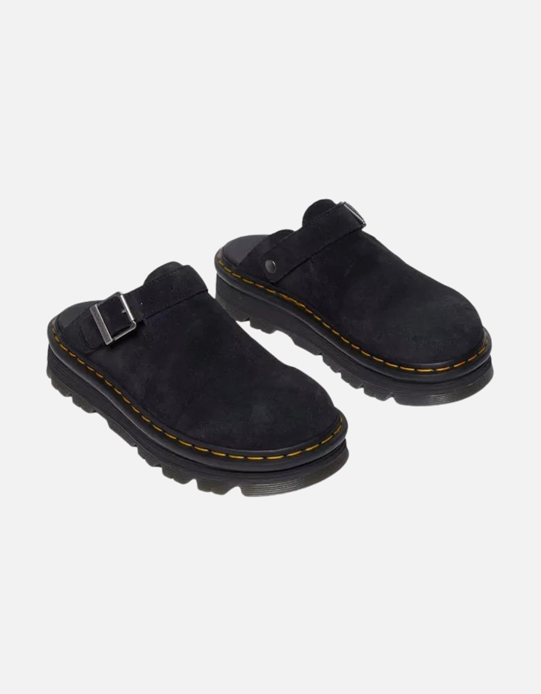 Zebzag Suede Casual Slingback Platform Mules - Black