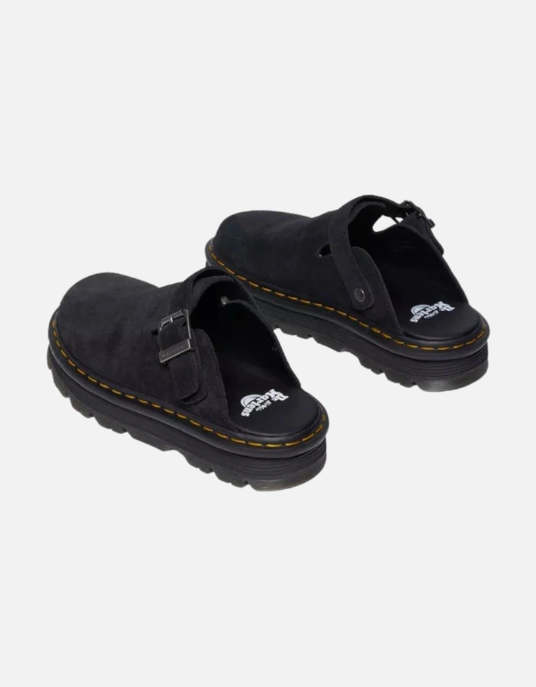 Zebzag Suede Casual Slingback Platform Mules - Black