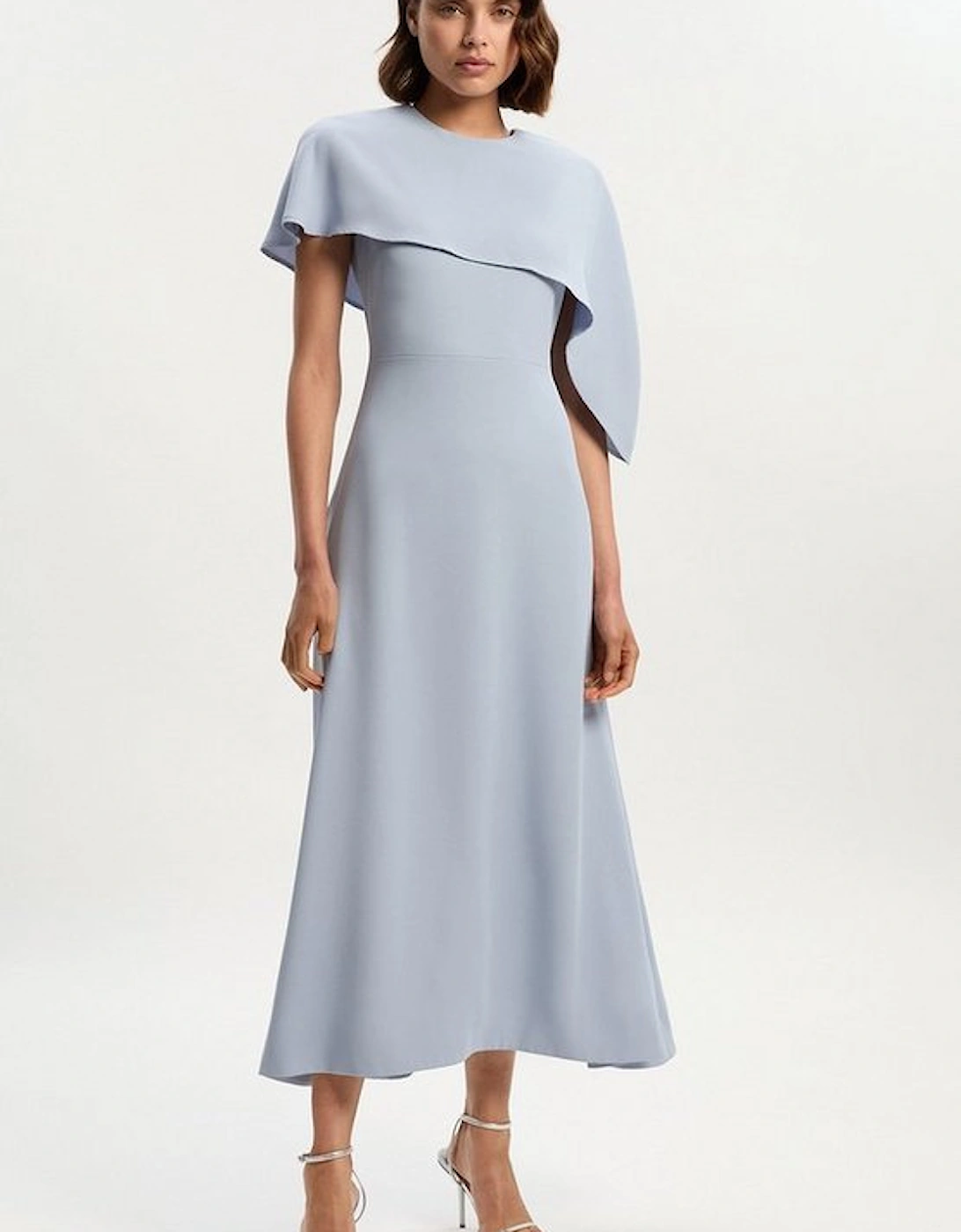 Soft Tailored Cape Detail Tailored Midi Dress, 5 of 4