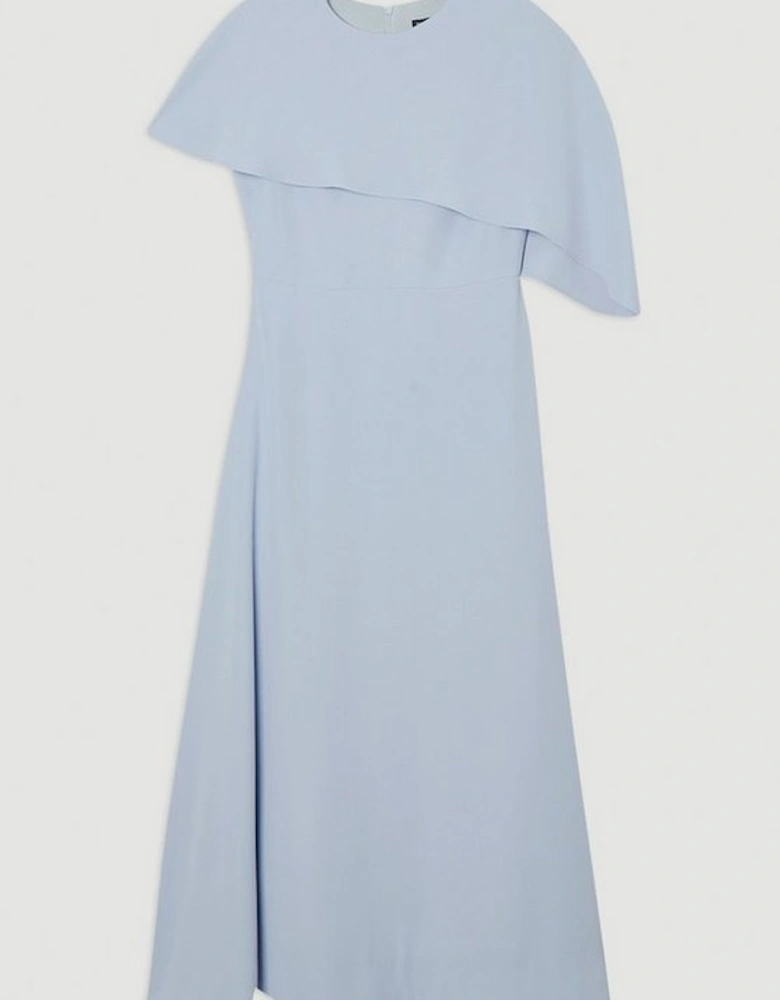 Soft Tailored Cape Detail Tailored Midi Dress