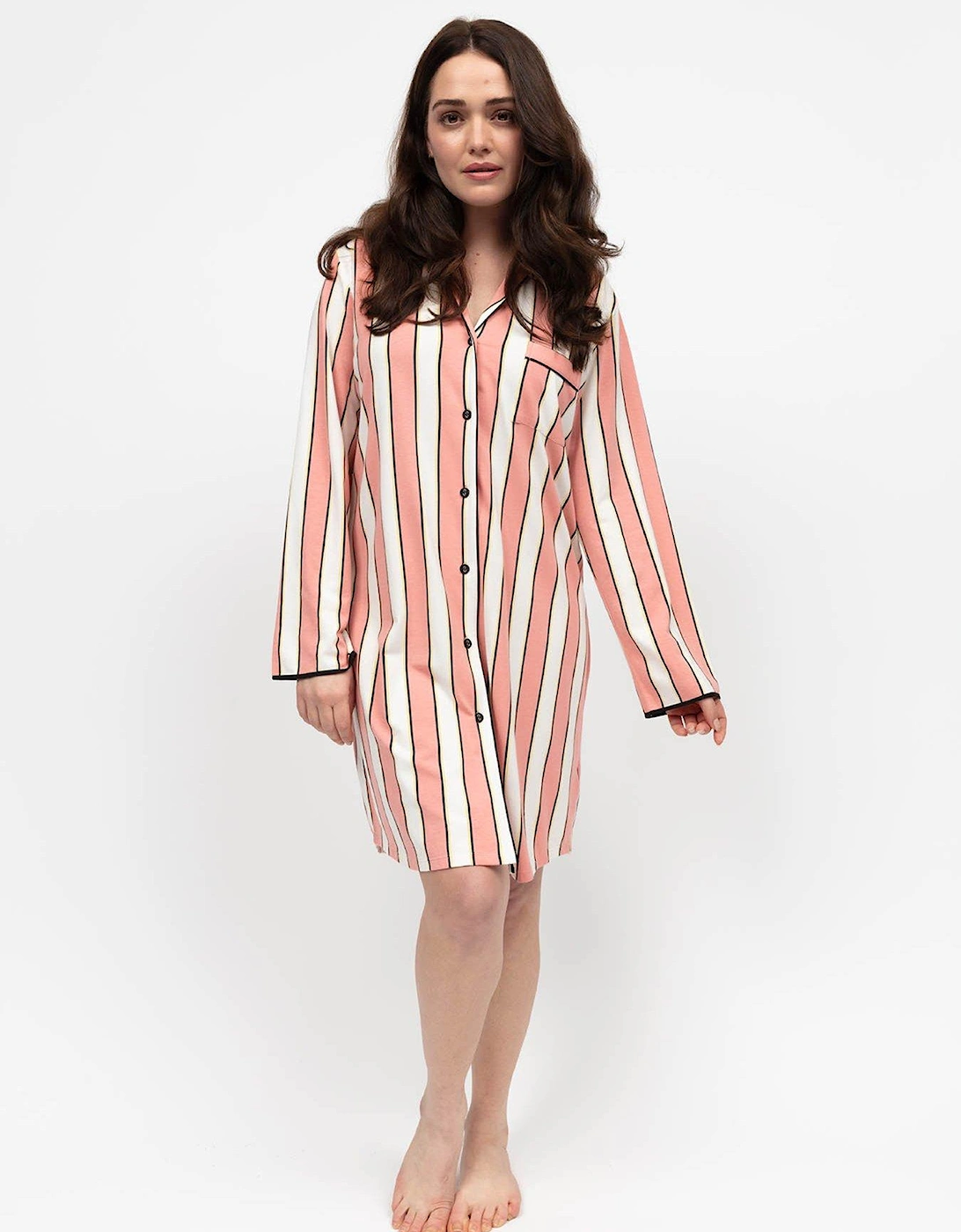 Stripe Printed Jersey Long Sleeve Night Shirt - Bonnie Pink, 2 of 1
