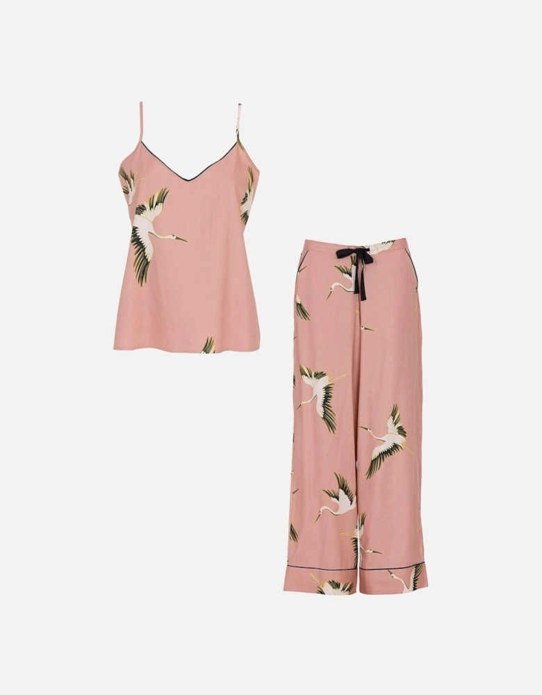 Crane Bird Print Cami Pyjama Set - Bonnie Pink