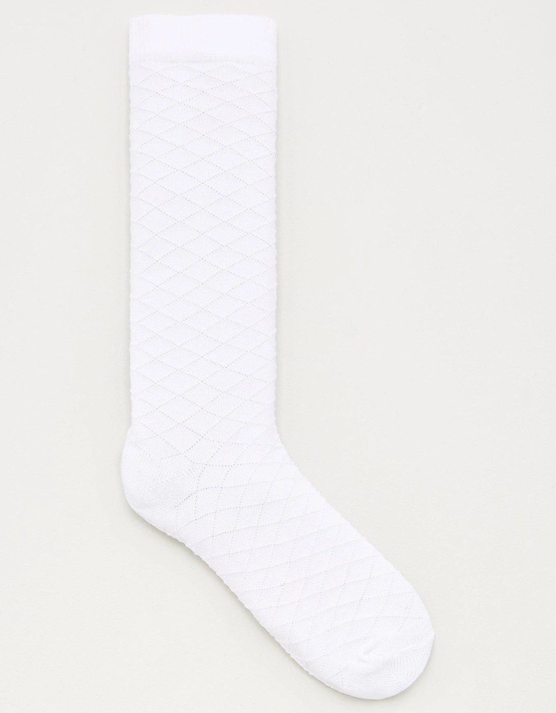 Girls 5 Pack Knee Length Diamond Filet Stitch School Socks - White