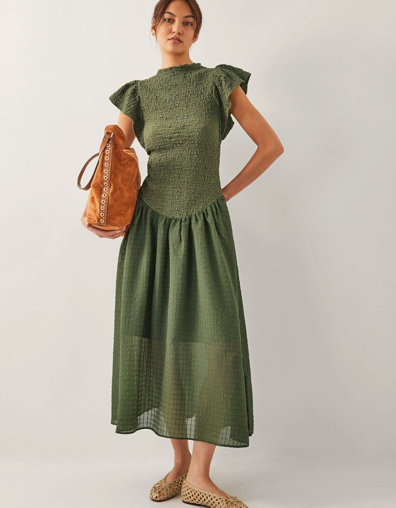 Dee Dropped Waist Dress - Khaki