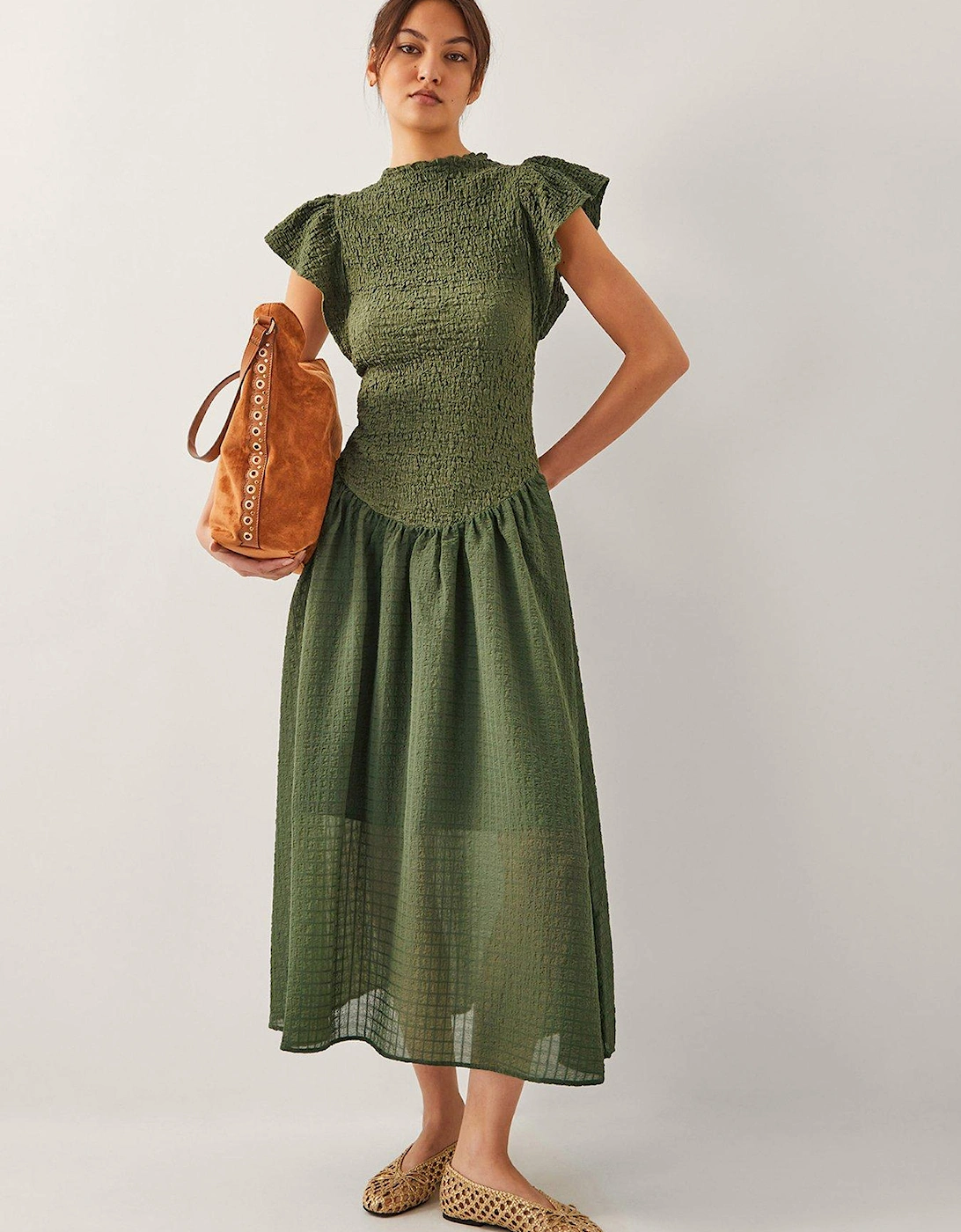 Dee Dropped Waist Dress - Khaki, 2 of 1