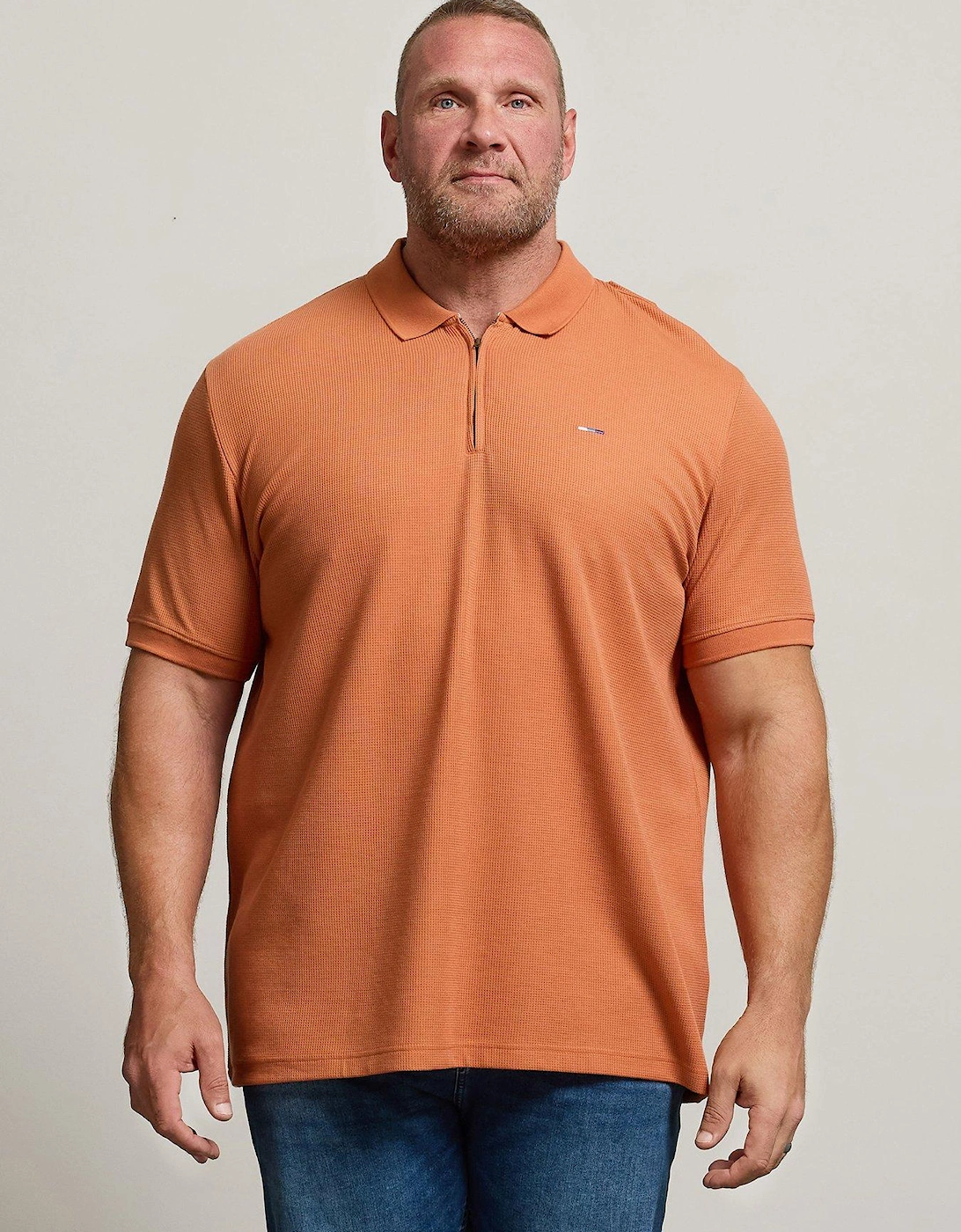 Waffle Texture Zip Polo Shirt, 2 of 1