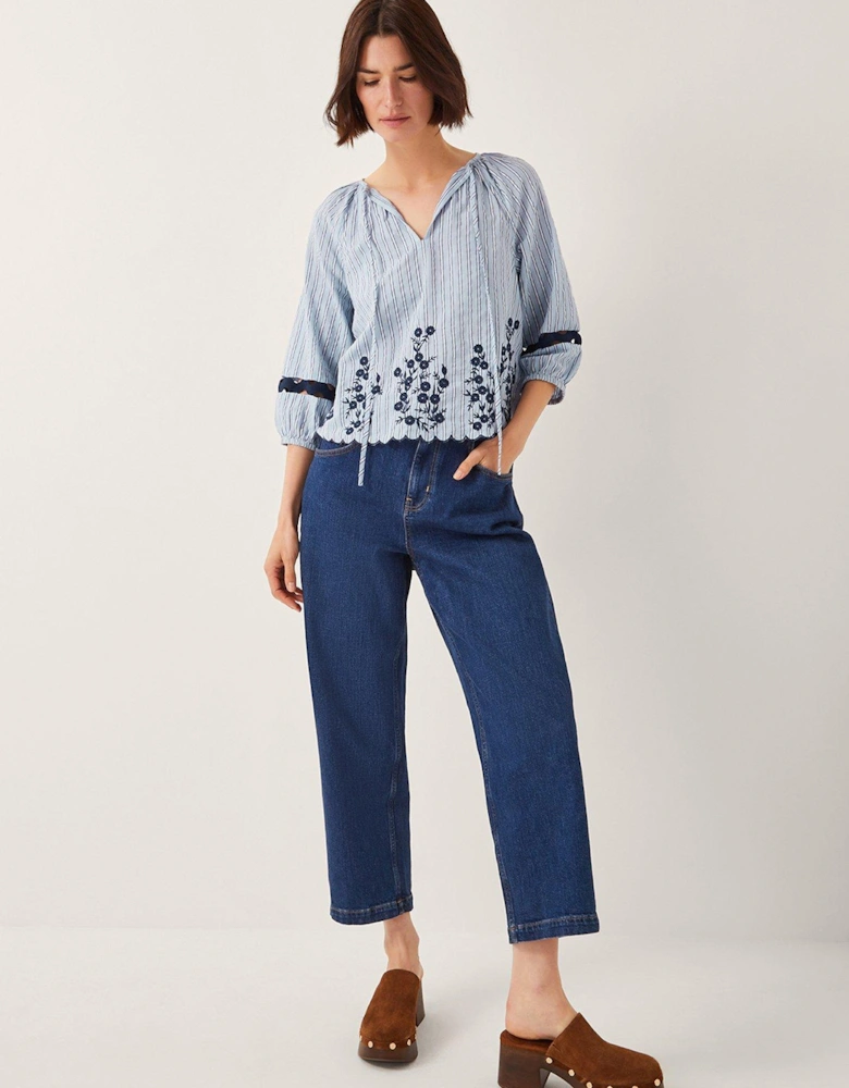 Cara Embroidered Top - Blue