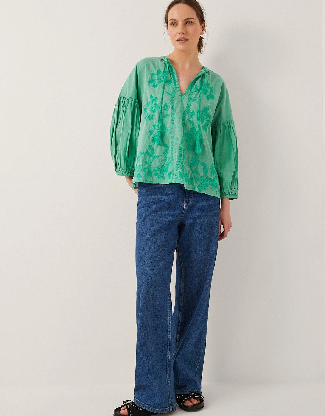 Milly Embroidered Top - Sea Green, 2 of 1