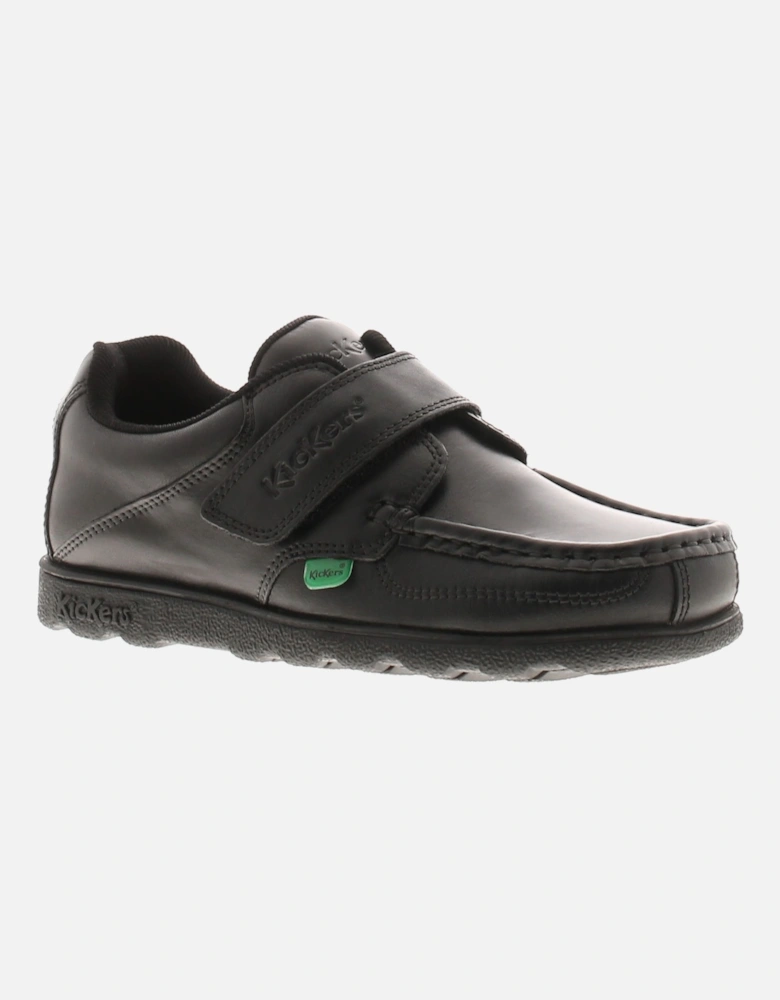 Boys School Shoes Junior Fragma Strap Leather Touch Fastening black UK S