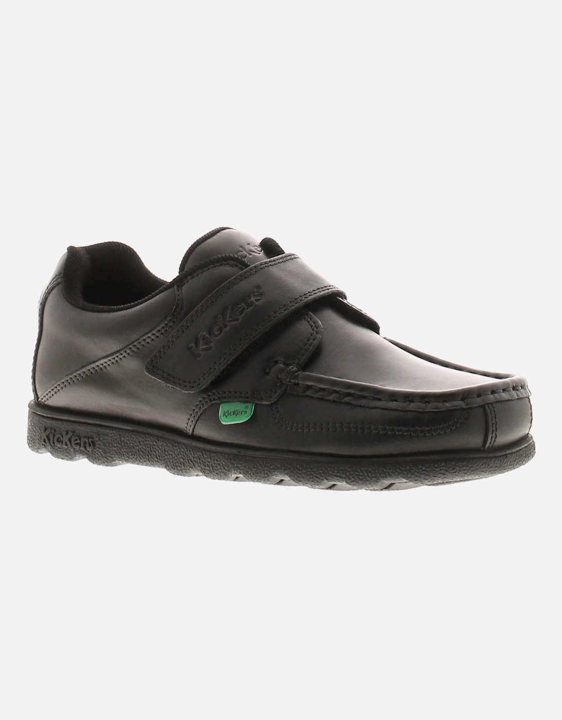 Boys School Shoes Junior Fragma Strap Leather Touch Fastening black UK S, 6 of 5