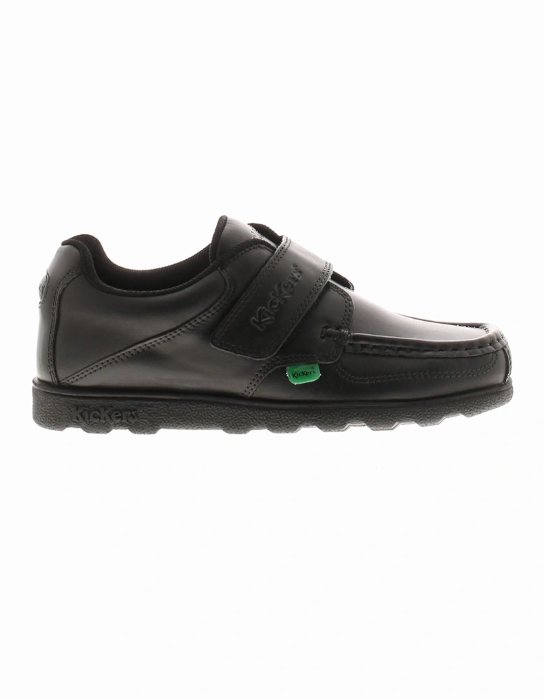 Boys School Shoes Junior Fragma Strap Leather Touch Fastening black UK S