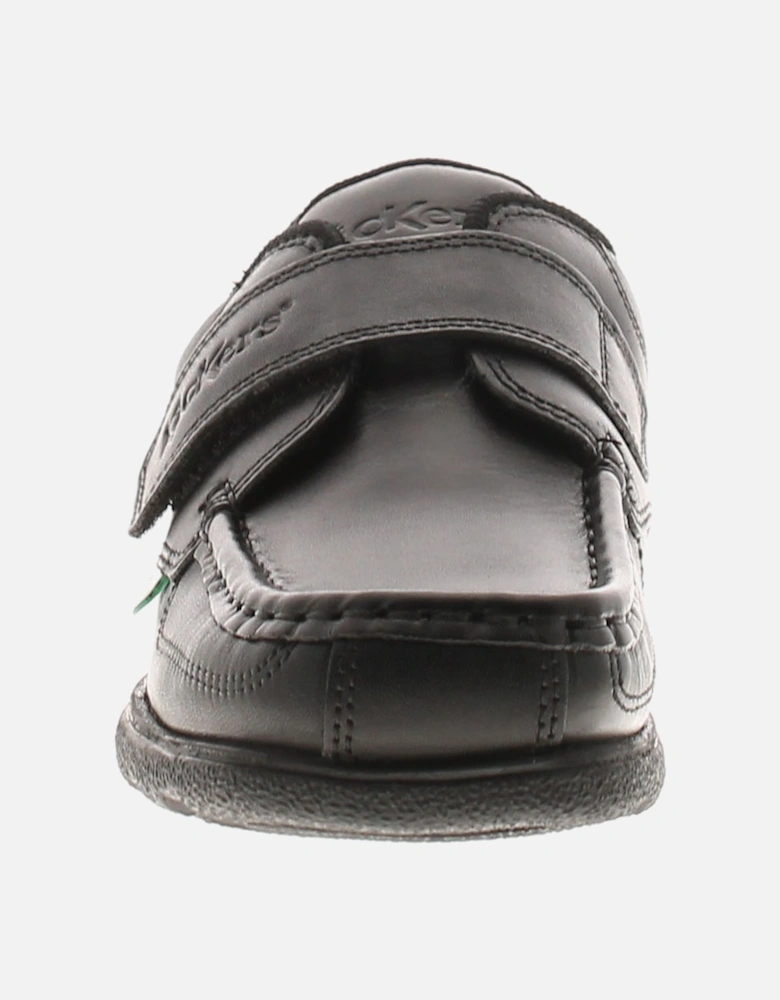 Boys School Shoes Junior Fragma Strap Leather Touch Fastening black UK S