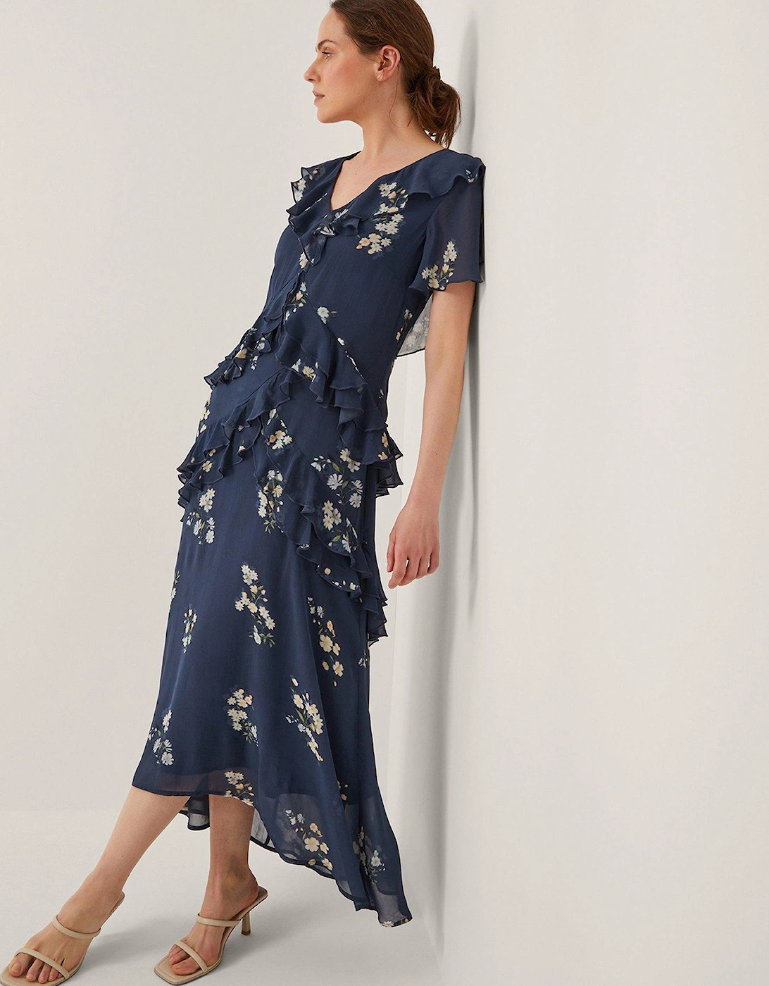 Celeste Ruffle Dress - Navy, 2 of 1