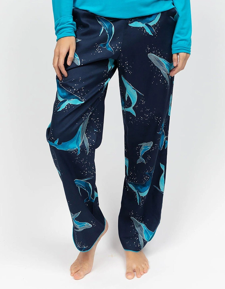 Marina Navy Whale Print Pyjama Bottoms - Navy