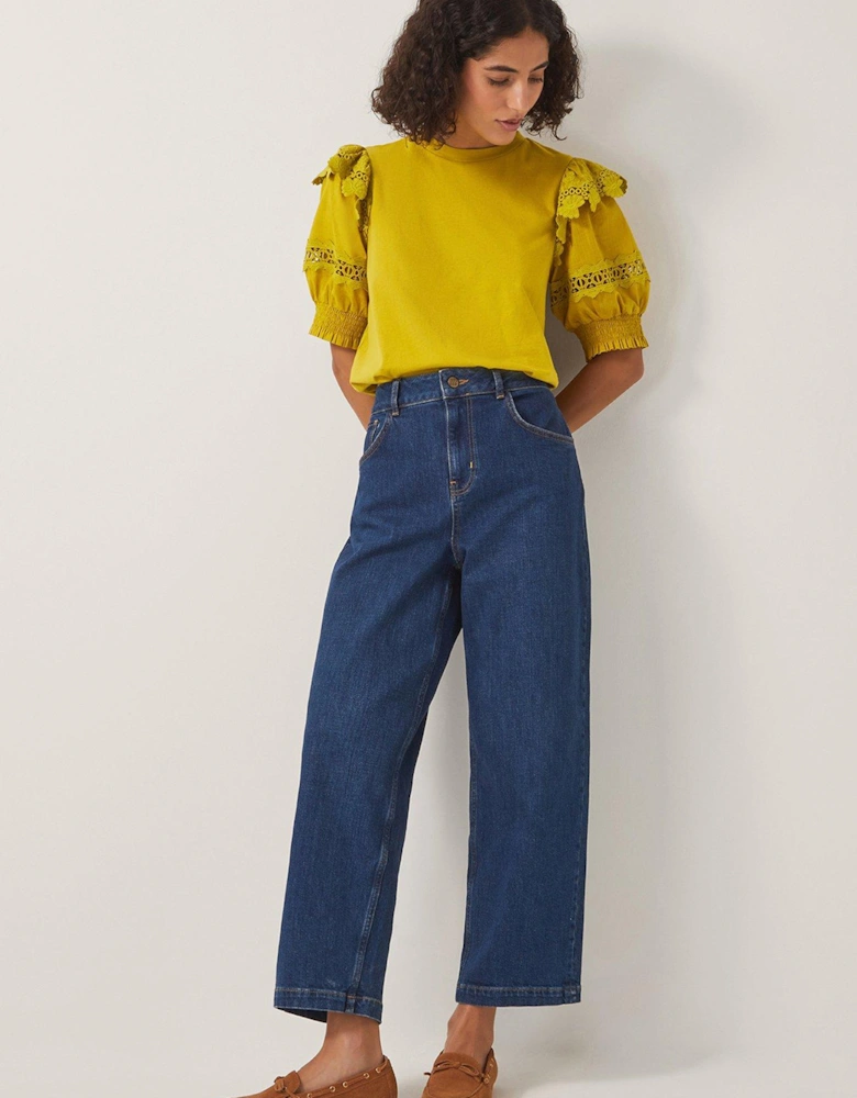 Fay Fabric Mix Top - Yellow