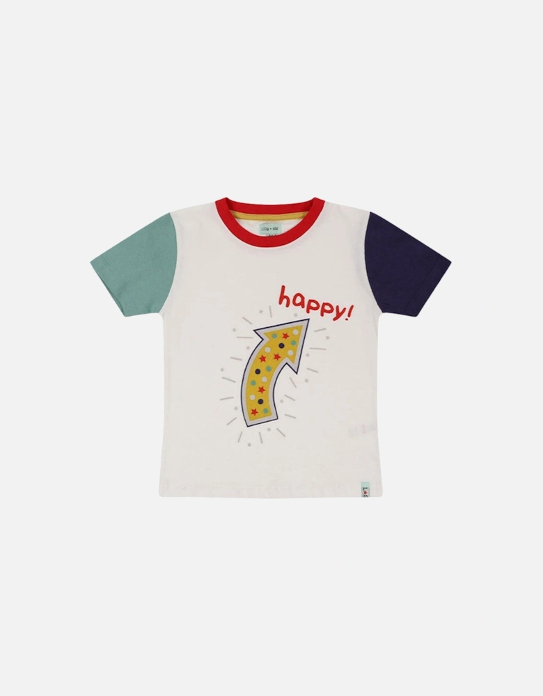 Boys Multicoloured Happy Slogan Print T-Shirt - Multi