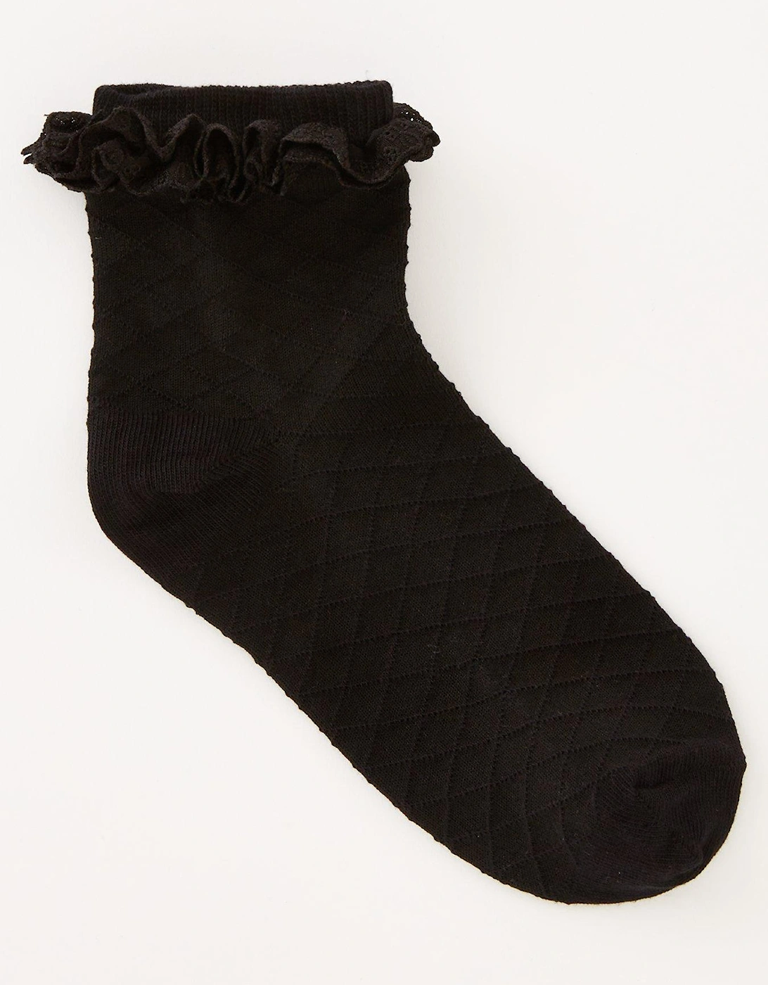 Girls 5 Pack Black Frill Socks - Black