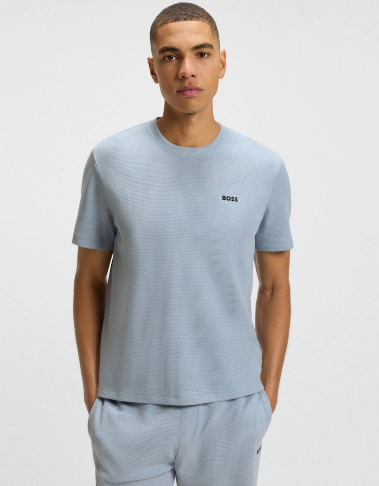 BOSS Orange Waffle Mens Cotton-Blend Pyjama T-Shirt with Embroidered Logo