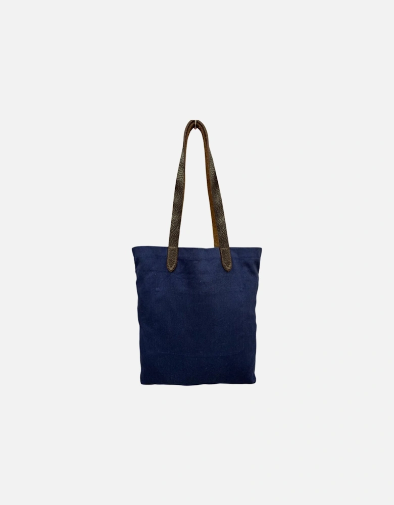 POLO Mens Tote Bag Leather Handle Travel Bag Shoulder Bag Navy