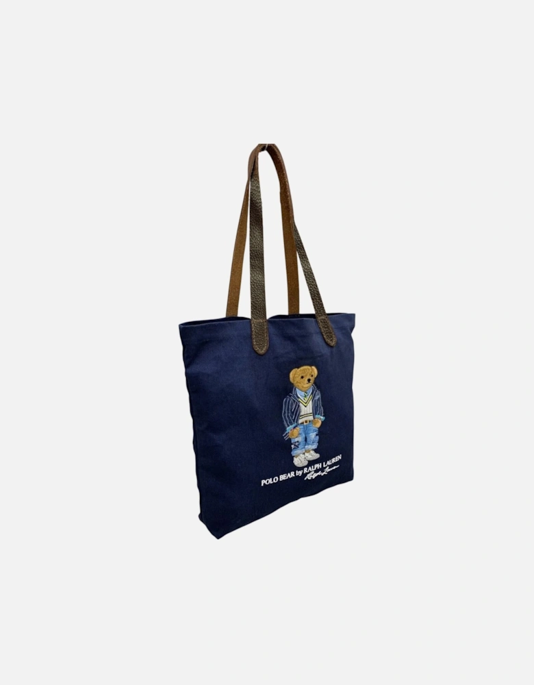 POLO Mens Tote Bag Leather Handle Travel Bag Shoulder Bag Navy